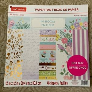 Craft Smart In Bloom Paper Pad 48 Sheets 12” x 12”